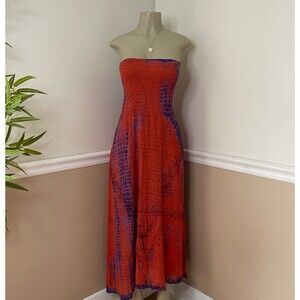 California Woman Women's Y2K Vintage Strapless Flowy Maxi Dress